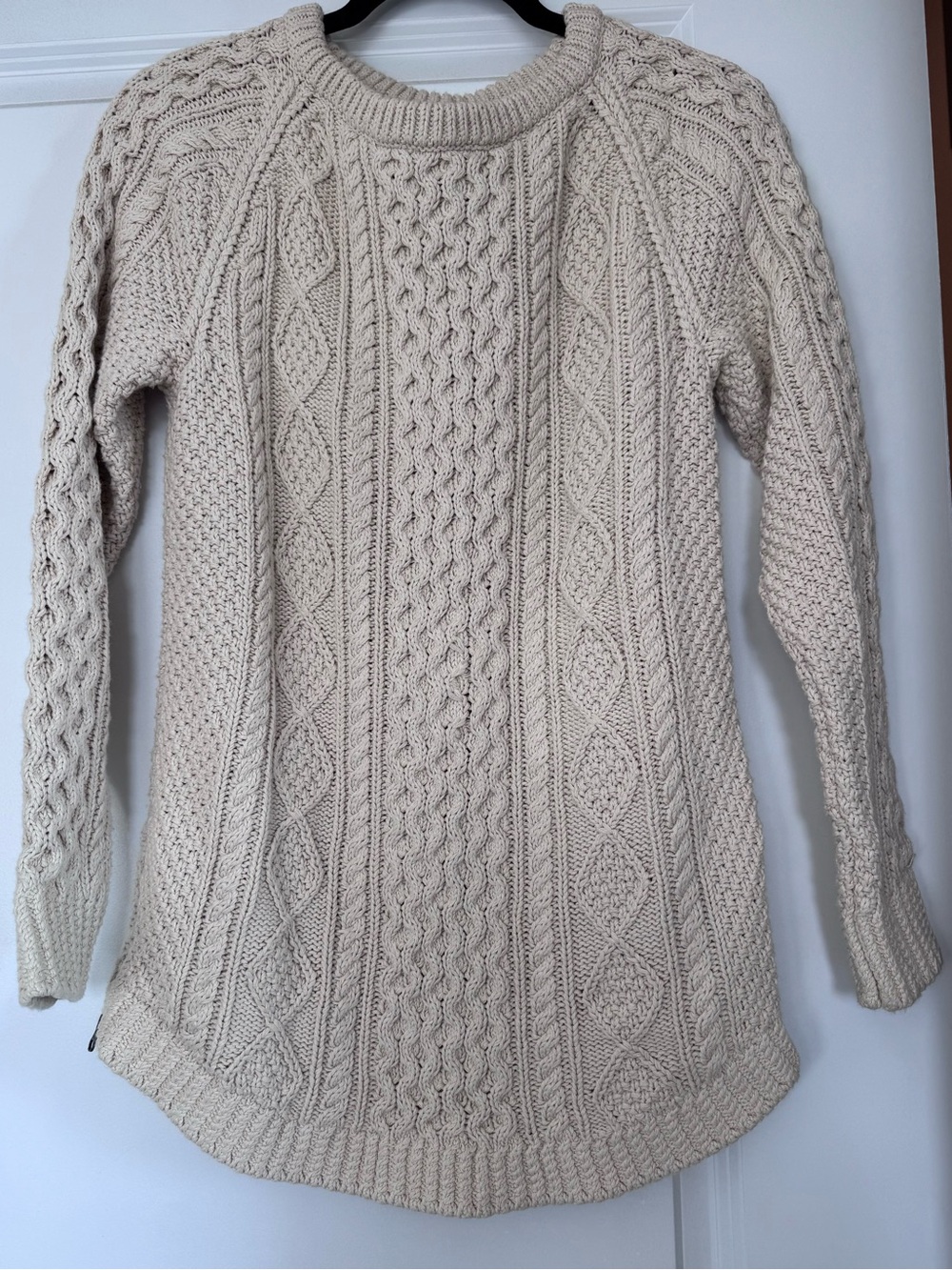L.L. Bean Cream Cable Knit Crew Sweater